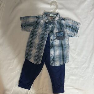 Miniwear Plaid Button Down Shirt in Blue and Green